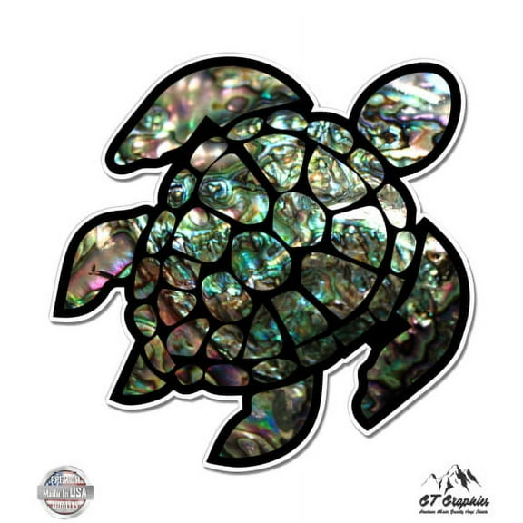 Sea Turtle Natural Shell Texture - 3" Vinyl Sticker - For Car Laptop I-Pad Phone Helmet Hard Hat - Waterproof Decal