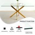 thumbnail image 5 of Sumdeal 63" Glass Dining Table Set for 6,Gold Base Dining Room Table with 6 Gold Leg C Shape Chairs, 5 of 7