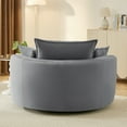 thumbnail image 6 of Harper & Bright Designs 360° Swivel Accent Chair, Barrel Chair Swivel Round Sofa Chair with Cushion and 3 Pillows for Living Room, Grey, 6 of 16