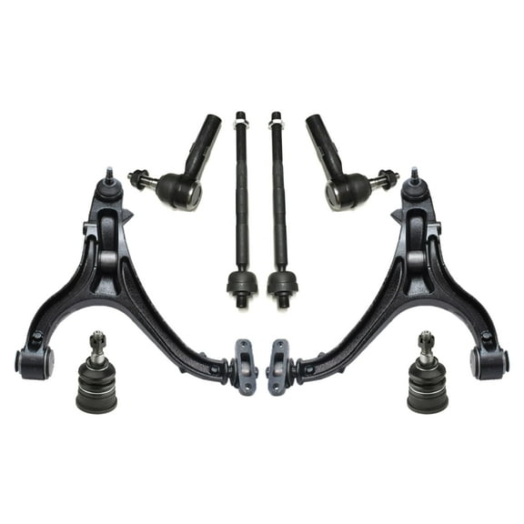 PartsW - 8 Pc Front Suspension Kit Lower Control Arms, Outer & Inner Tie Rod Ends, Upper Ball Joints for Jeep Commander, Jeep Grand Cherokee