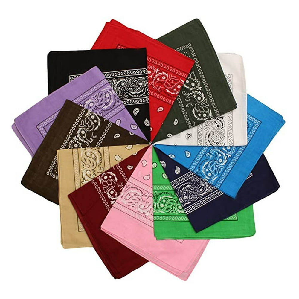 Dozen Paisley Bandanas Multi Colored Set Cowboy Bandana
