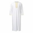 thumbnail image 4 of WEAIXIMIUNG Mens Dress Shirts Long Sleeve Slim Fit Mens Embroidered Robe Arab Hui Solid Color Ribbon Robe Dubai Travel Robe, 4 of 7