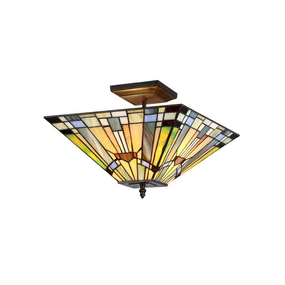 RADIANCE Goods Mission 2 Light Semi-Flush Ceiling Fixture 14" Shade