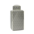 thumbnail image 1 of Benzara BM164328 Ceramic Decorative Chevron Style Jar - Black & White, 1 of 1