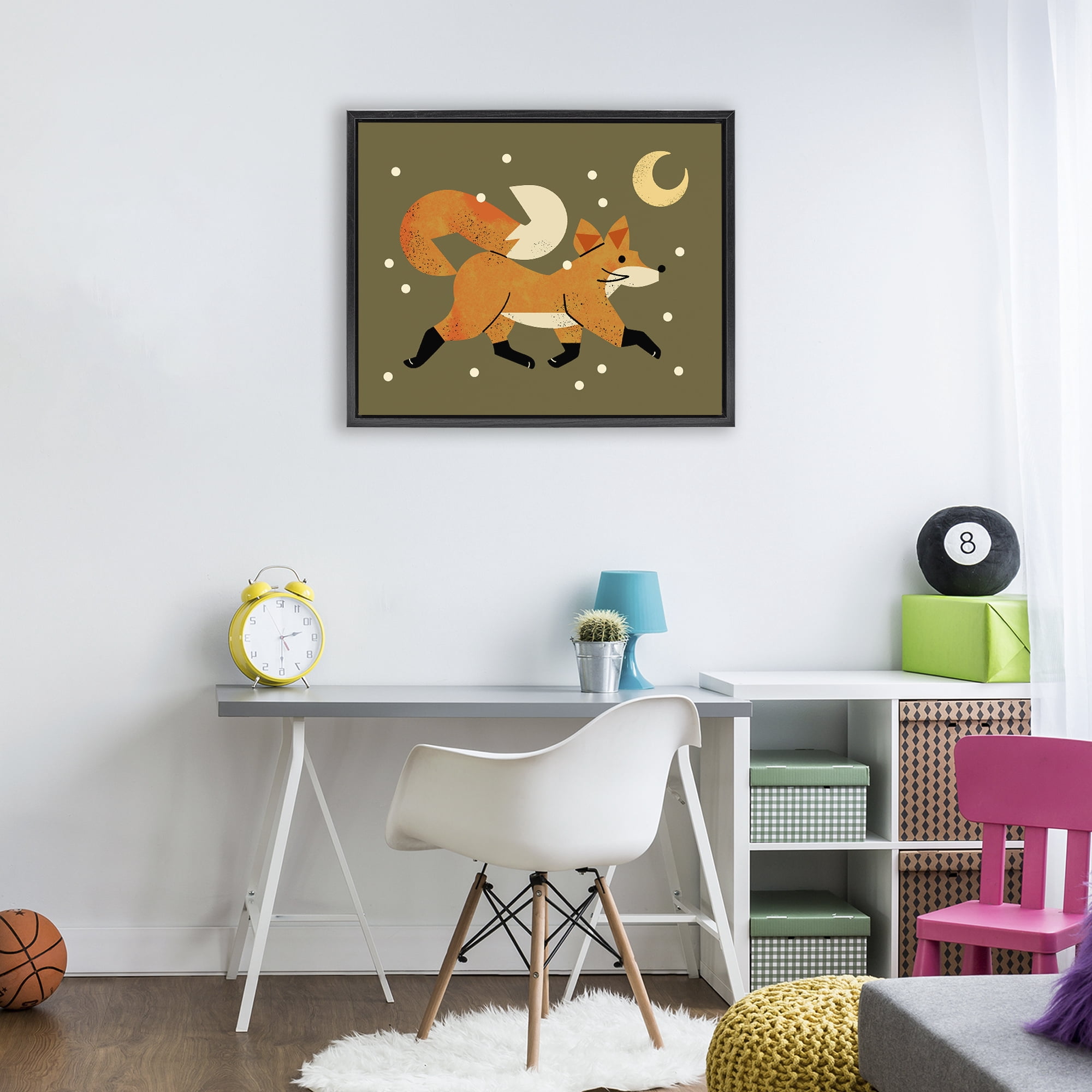 Stupell Industries Wandering Winter Fox Black Framed Floater Canvas Wall Art, design by Renea L. Thull