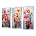 thumbnail image 3 of Designart "Carnations Representation Colorfuled Acrylic III" Floral & Botanical Framed Wall Art Set Of 3 - Peach Carnations Frame Canvas Set For Living Room Decor, 3 of 6