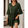 thumbnail image 5 of Purcoar Womens V Neck Ruffle Sleeve Midi Dress Tiered Panel Dress, 5 of 9