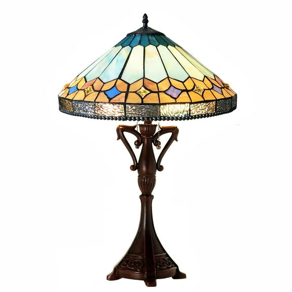 RADIANCE Goods Tiffany-Style Mission Stained Glass Table Lamp 25" Height