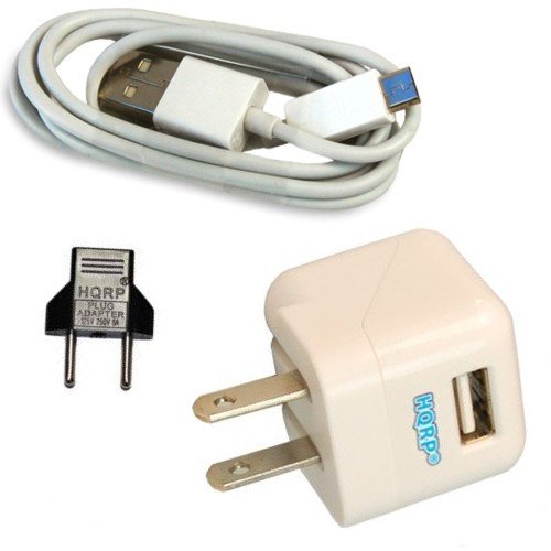 HQRP White USB Adapter w/ Charging Cable for Amazon Kindle Fire HD 7 /