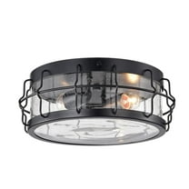 Warehouse of Tiffany CM136/2 Yinat 14.17 in. 2-Light Indoor Black Finish Chandelier with Light Kit