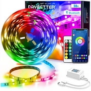 Daybetter 50FT Bluetooth LED Strip Lights, Music Sync 5050 RGB Color Changing LED Lights Strip avec télécommande de téléphone, lumières LED pour la fête de chambre TIKTOK DIY (APP + Remote + Mic)