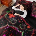 thumbnail image 4 of Castle Fairy Teens Boys Girls Black Red Gamepads 7-Piece Bedding Comforter Set,Video Game King Bedding Sets,Abstract Splash Ultra Soft Bed Sheets,Microfiber Bedroom Decor, 4 of 8