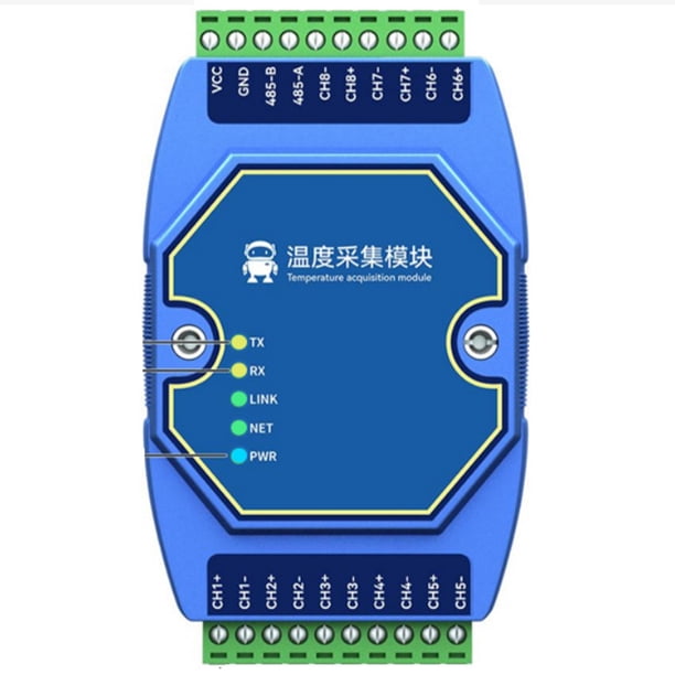 Módulo de Adquisición de Temperatura de 8 Vías Modbus RS485 PT100 RTD Gateway Watchdog DNS Industrial