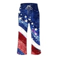 thumbnail image 3 of Timegard Capri Pants for Women Independence Day Print Elastic Waisted Drawstring Casual Pants with Pockets, 3 of 4