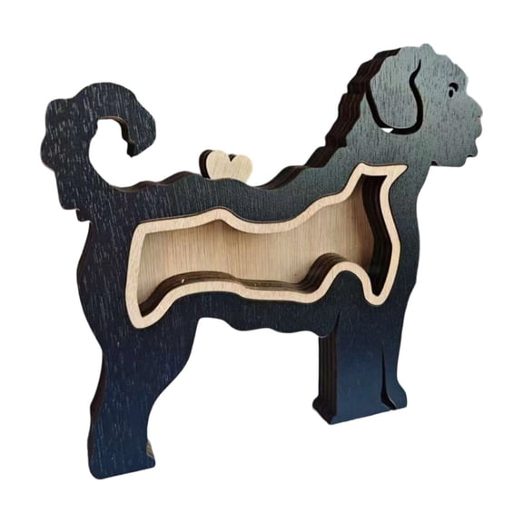 WUJGXI Pet Memorial Wooden Statue, Layered Hollow Dog Shape Keepsake Display Ornament, Dog Figurine for Table Shelf Home Decoration