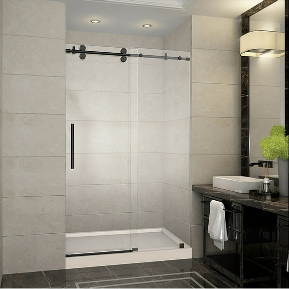 Aston Sdr978-Tr-48-10-L Langham 48" Wide X 77-1/2" High Frameless Sliding Shower Door -