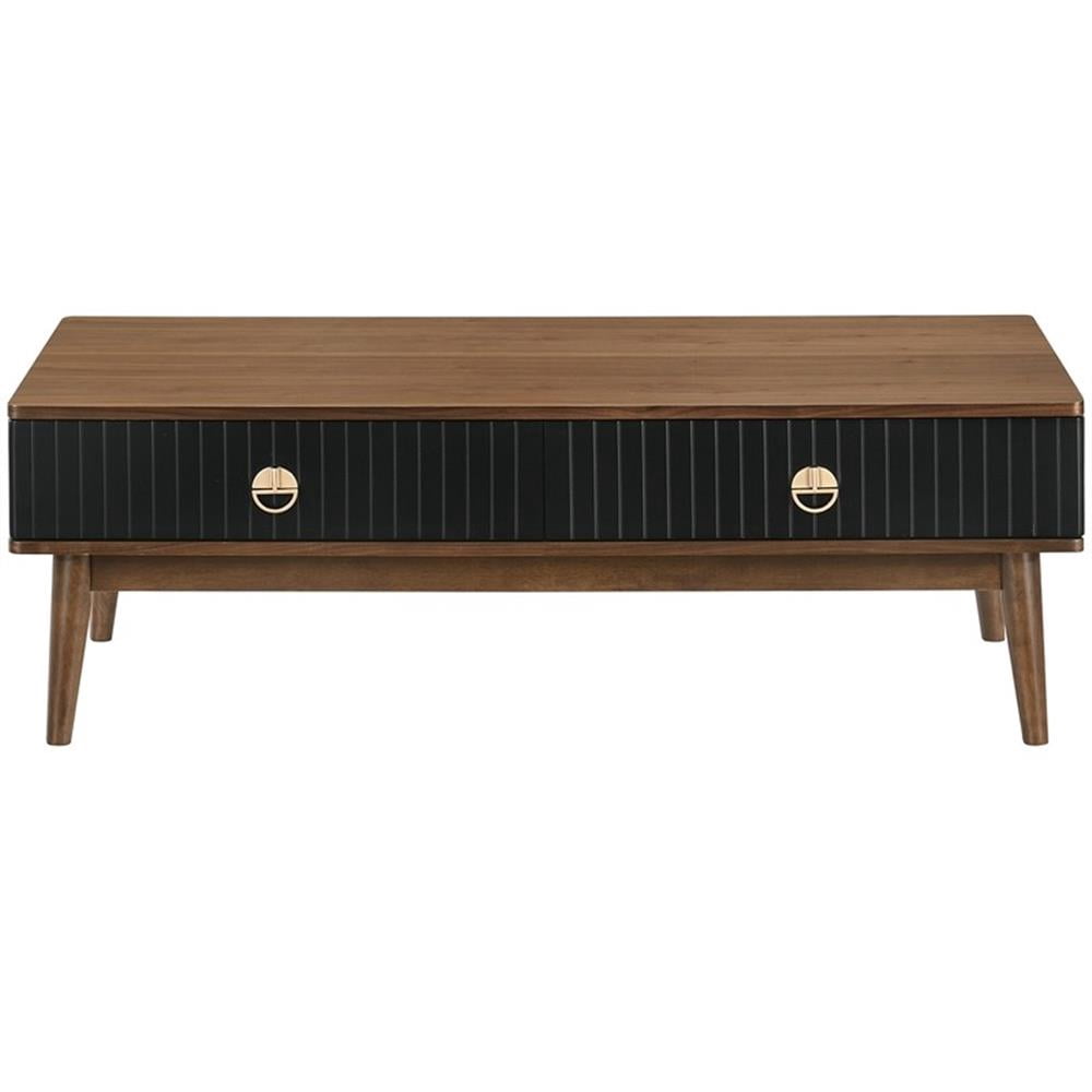 Armen Living Amigo Modern Veneer Wood Coffee Table in Black/Walnut