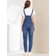 thumbnail image 4 of Allegra K Peto De Mezclilla Ajustable Elástico Informal Para Mujer, Mono Largo, Pantalones Vaqueros, Monos Azul claro XS, 4 of 5