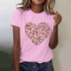 thumbnail image 2 of Primavera Top Mujeres de Moda de Cuello Redondo con Patrones de Corazón de Manga Corta Camiseta Top para Uso Diario Y de Fiesta, 2 of 5