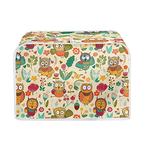 Psesaysky - Cubiertas para tostador de búhos compatibles con la mayoría de tostadoras de 2 rebanadas, lavables a máquina, fundas organizadoras de electrodomésticos de cocina, bolsa de poliéster
