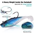 thumbnail image 2 of Fishing Jig Head Swim Shad Lures, 6Pcs Soft Fishing Lures Swim Baits with Sharp Hook for Bass Pre-Rigged Swimbaits with Spinner Paddle Tail for Saltwater Freshwater Trout Pike Walleye, 2 of 9