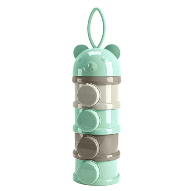4-Layer Stackable Large Capacity Portable Baby Milk Dispenser for Outdoor Travel Green