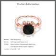thumbnail image 6 of Gem Stone King 2.21 Ct Cushion Checkerboard Black Onyx White Created Sapphire 18K Rose Gold Plated Silver Ring, 6 of 6