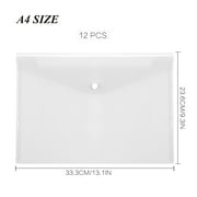 Toplive File Folders,12 Packs Plastic Envelopes Clear A4 Letter Size Waterproof Poly Envelopes Folders with Snap Closure for Office Supplies
