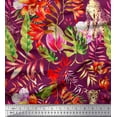 thumbnail image 1 of Soimoi Pink Viscose Chiffon Fabric Leaves,Floral & Leopard Jungle Fabric Prints by Yard 42 Inch Wide, 1 of 1