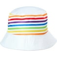thumbnail image 1 of Rubies Chapeau Bob Rayé Arc-en-Ciel Coloré, Blanc, Taille Unique, 1 of 5