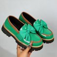 thumbnail image 2 of Women Patent Leather Round Toe Loafers, Bow Accent Chunky Heel Platform Casual Shoes, 2 of 6