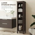 thumbnail image 4 of kleankin Bathroom Tall Storage Cabinet with Adjustable Shelves, Dark Brown, 4 of 10