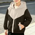 thumbnail image 2 of SGFCWSX Boys Windbreaker Hooded Lightweight Jacket Color Block Zip Up Windproof Outdoor Coat Army Green Size 3T, 2 of 7
