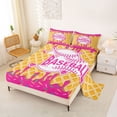 thumbnail image 2 of Erosebridal Hot Pink Dripping Waffle Pink Baseball & Bat Logo Graphic Bed Sheets 4pcs, Baseball Graphic King Sheets for Girls Kids,Luxury Bedroom Decor, 2 of 5