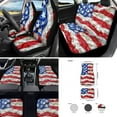 thumbnail image 2 of Jeiento American Flag 17 Piece Car Seat Covers With Floor Mats, Steering Wheel Cover, Armrest Pad, Seat Belt Covers, Coaster, and Keychain, Universal Fit for Most Vehicles, 4Th of July Auto Decor, 2 of 6