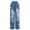 Blue, variant on KAUOD Teen Girls Flower Graphic Jeans Washed Vintage Straight Denim Pants Kids Cute High Waist Wide Leg Retro Trousers