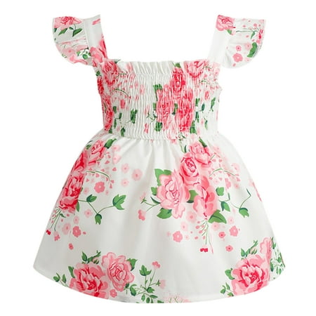 

Toddler Girls Fly Sleeve Floral Prints Princess Dress Dance Party Dresses Clothes Flower Girl Dresses for Wedding Lavender Flannel Girls