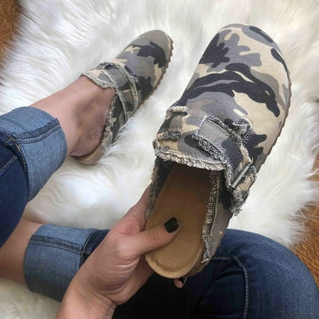 

Women s Mules Casual Flats Shoes with Buckle Design Fashion Printing for Summer