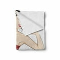 thumbnail image 2 of Pin up Girl Soft Flannel Fleece Throw Blanket, Pale Skin Posing Brunette Lady in Strapless Bathing Suits, Cozy Plush for Indoor and Outdoor Use, 60" x 80", Beige Ruby and Black, by Ambesonne, 2 of 6