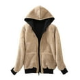 thumbnail image 3 of Ichuanyi Women's Casual Winter Warm Sherpa Lined Zip Up Hooded Sweatshirt Jacket Coat, 3 of 4