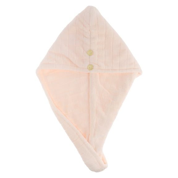 1 Pc Women Double Layer Grid Hair Drying Towel for Bathroom Vacation Travel Pink Coral Velvet
