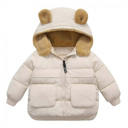 

Gifts for Christmas Bidobibo Baby Winter Hooded Coat Toddler Stylish Bear Ears Long Sleeve Windproof Jacket Thick Outerwear Coat with Front Zipper for 1-6 Years