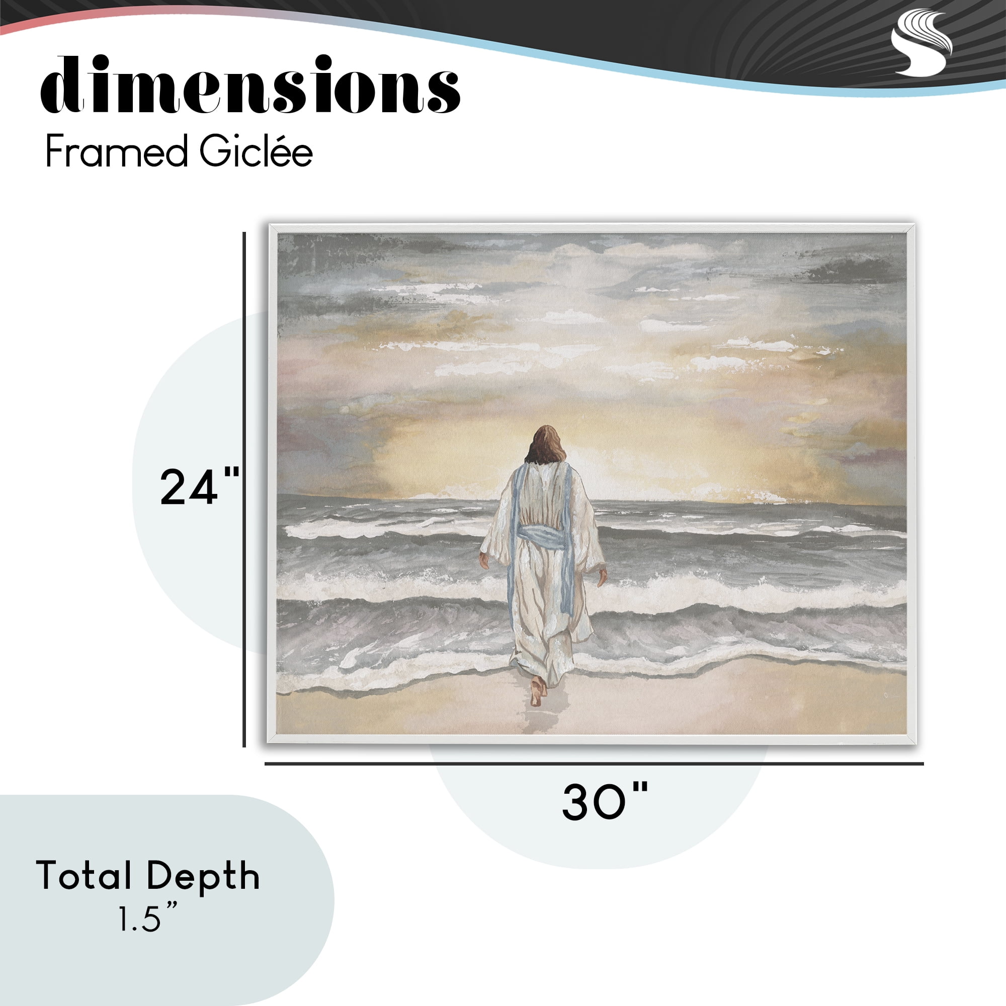 Stupell Industries Jesus Walks The Shore White Framed Giclee Art, design by Elizabeth Medley