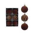 thumbnail image 2 of Velvet Christmas Ornaments 4.5 Inch Brown Gold Flocked Christmas Ball Ornaments Christmas Tree Decorations for Home Christmas Party Decor 6 Pack, 2 of 6