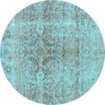 thumbnail image 1 of Ahgly Company Indoor Round Persian Light Blue Bohemian Area Rugs, 4' Round, 1 of 4