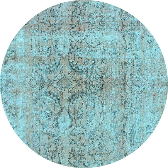 Ahgly Company Indoor Round Persian Light Blue Bohemian Area Rugs, 4' Round