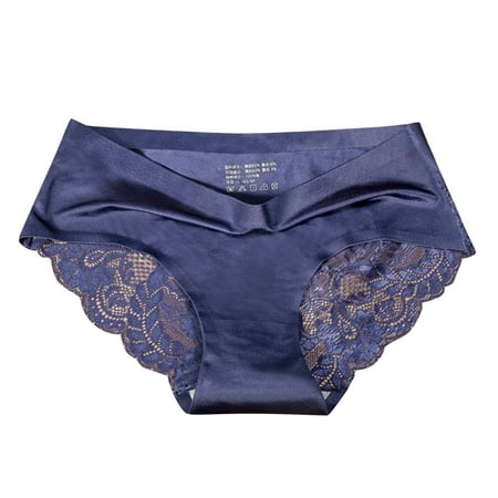 

KaLI_store Plus Size Lingerie Underwear for Women String Seamless Panties High Cut No Show Cheeky Panty Dark Blue L