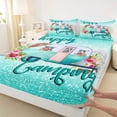 thumbnail image 3 of Homewish Happy Camping Twin Sheet Sets,Colorful Flower Floral Twin Fitted Sheet,Cyan Glitter Print Flat Sheet For Teens,Ultra Soft Home Decor,3pcs, 3 of 7