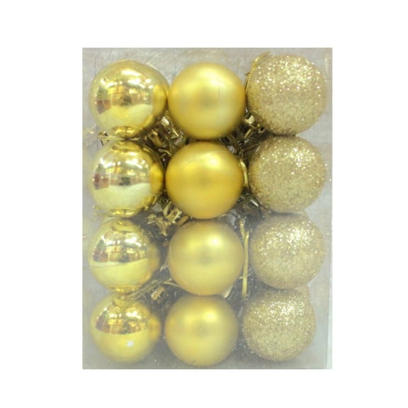 Manfiter 3cm 24pcs/set Shatterproof Clear Plastic Christmas Ball Ornaments Decorative Xmas Balls Baubles Set with Stuffed Delicate Decorations