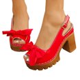 thumbnail image 2 of Domuza Wedge Sandals for Women Summer Dressy Open Toe Ankle Strap Slingback Chunky Block High Heeled Platform Sandal Summer Dress Pump Shoes Red 5.5（EU-36）, 2 of 4